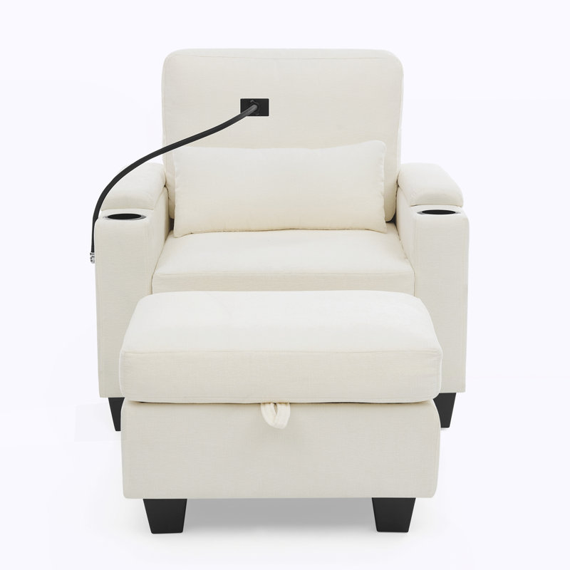 Chaise d'appoint moderne avec repose-pieds, Beige