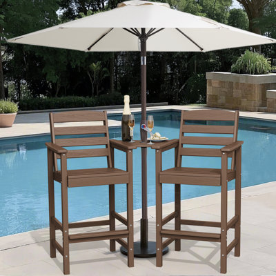 Wolak HDPE Outdoor Tall Adirondack Chair With Table by Lark Manor