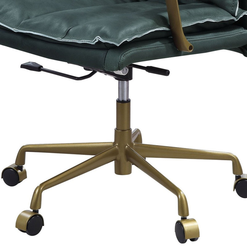 Chaise de bureau pivotante en cuir avec hauteur ajustable Porter, Green