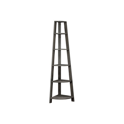 Bibliothèque à 5 niveaux pour le coin, H 72 po, stratifié brun, stratifié de décor de bureau moderne, H 70,59 po, salon