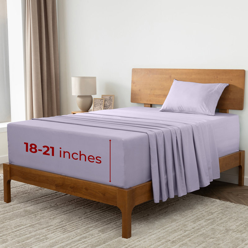 Ensemble de draps Mellanni 1800, Lavande, Ensemble de draps pour taille de lit simple TG ave