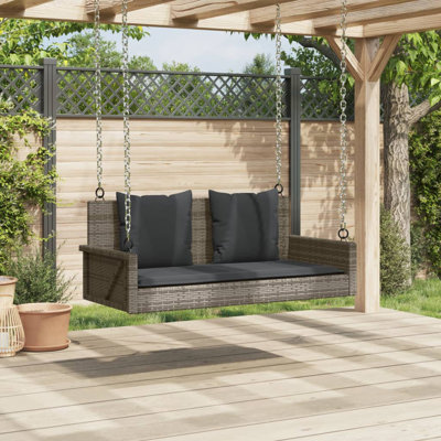 Banc pivotant avec coussins en poly rotin 46,9 po x 22 po x 18,9 po