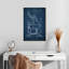 Chaise de barbier, brevet bleu sur toile-810924671