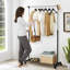 Arie Adjustable Rolling Clothing Rack Rail With Wheels Extendable Clothe Rack Garment Hanging Stand
