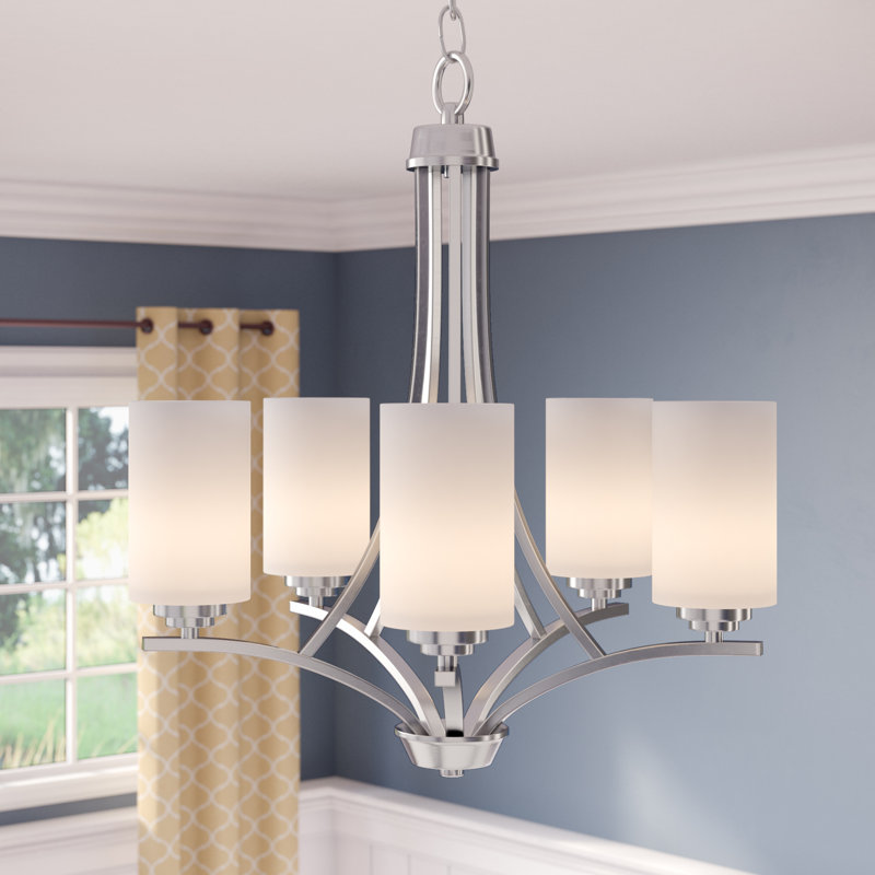 Lustre empire à cinq lumières Fehr, Nickel satiné