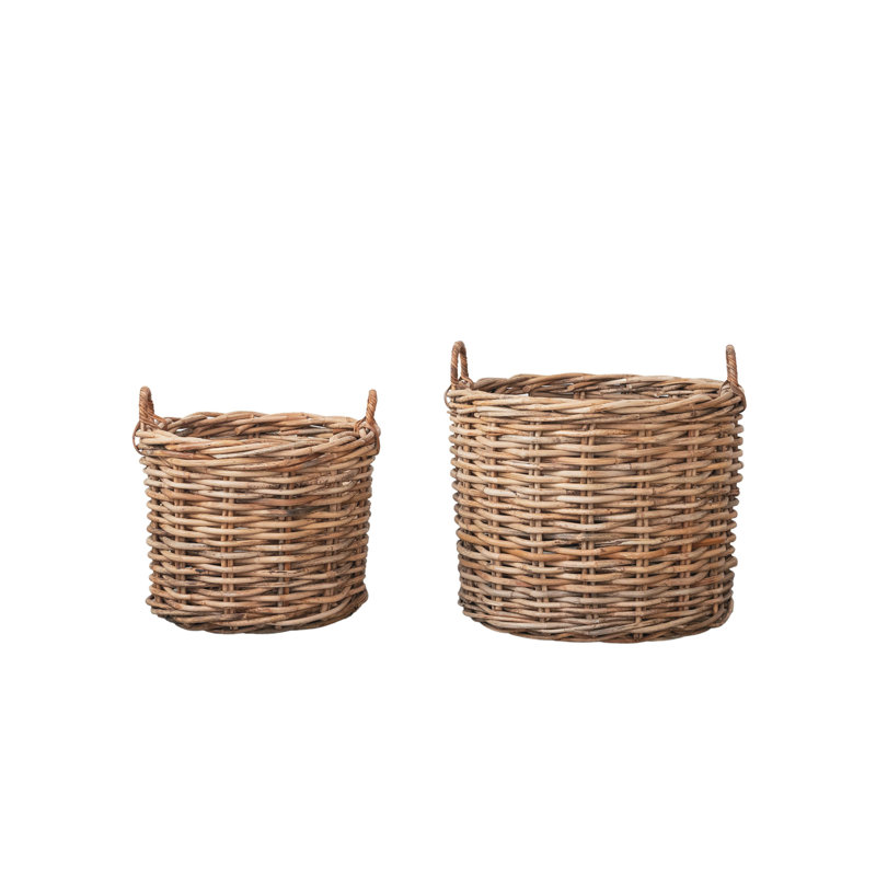 Rattan Woven Basket Set With Handles
