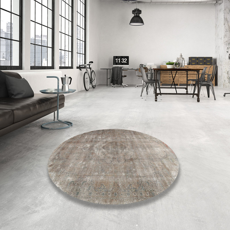 Tapis décoratif gris oriental Preusser, Rond 8 pi