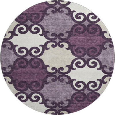 Premium Machine Washable Prisco Eggplant Rug