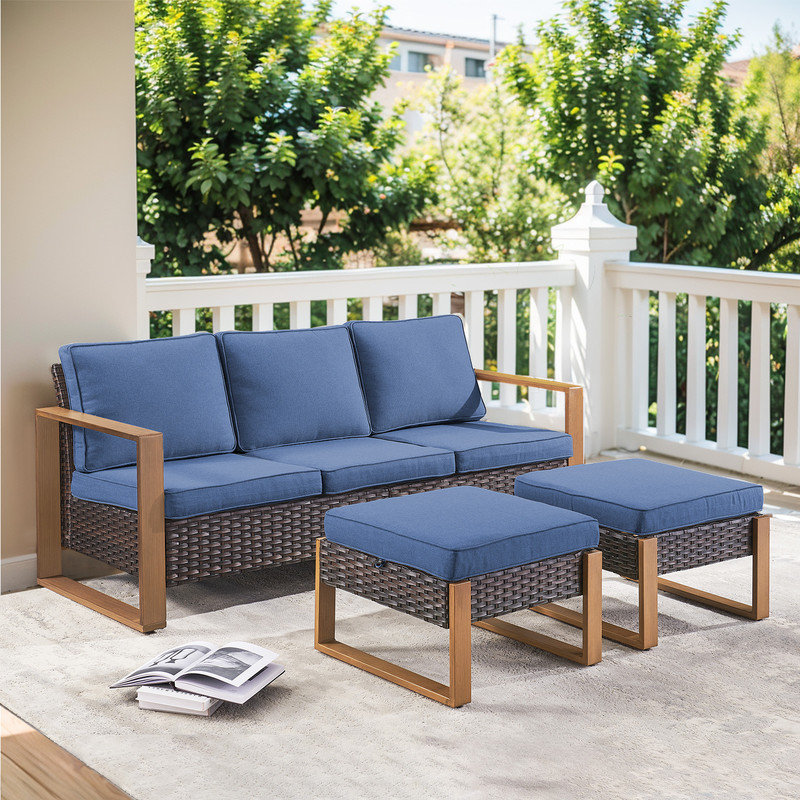 Largeur de 75 po Allcot, Brun, Bleu