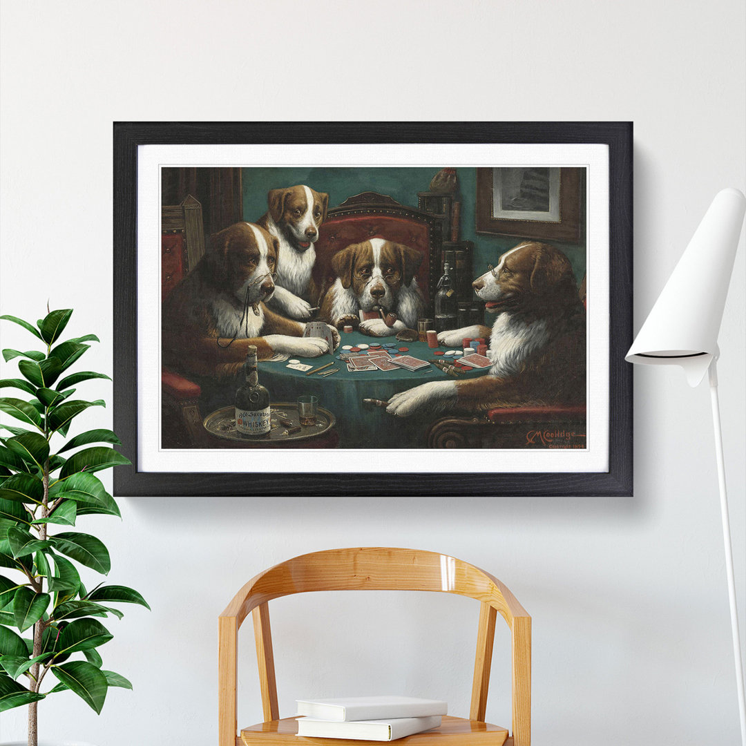 Dogs Playing Poker by Cassius Marcellus Coolidge - Framed Print