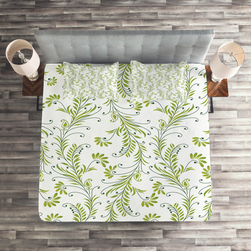 Modern & Contemporary Polyester Coverlet, King Bedspread + 2 Shams, Green