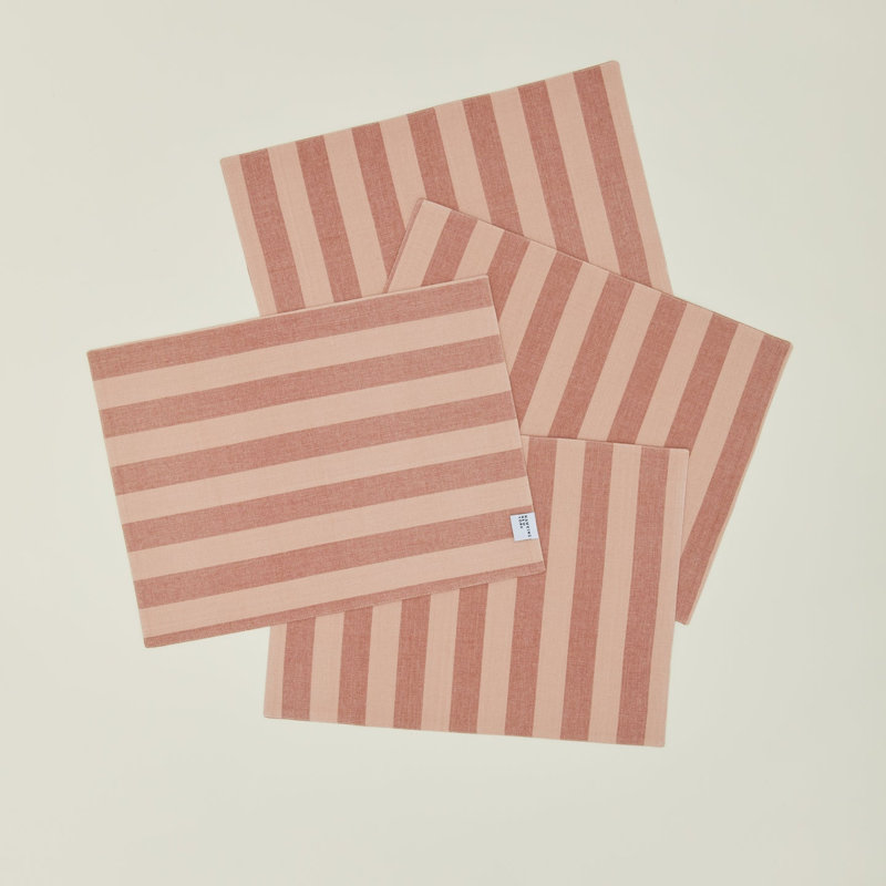 Napperon Essential rayé - ensemble de 4, Rosé / terre cuite