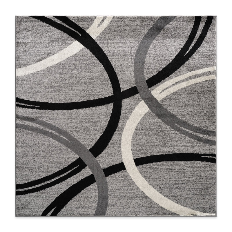 Tapis à motif géométrique Arnaldur, Gris, Carré 6 pi 6 po