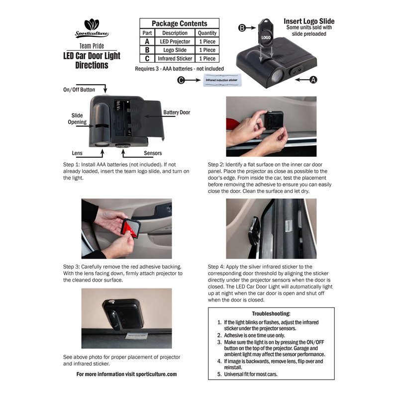 Éclairage DEL pour portière de voiture NBA Brooklyn Nets | 6,35 cm x 6,35 cm, Nets de Brooklyn