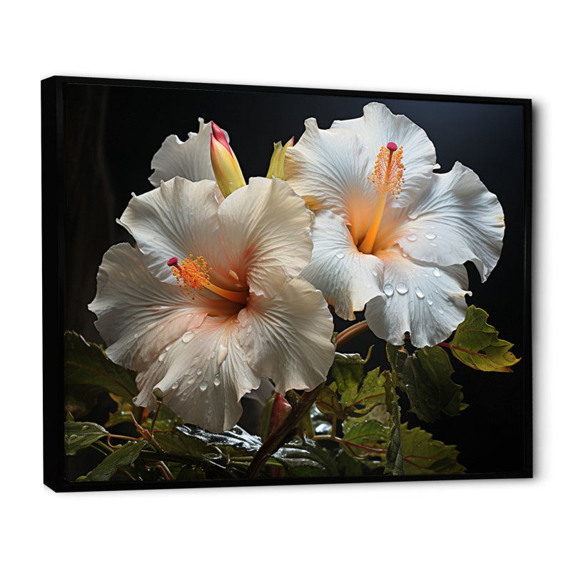 Hibiscus Field - Floral Canvas Prints, H 12 po x l 20 po x P 1 po, Cadre flottant noir