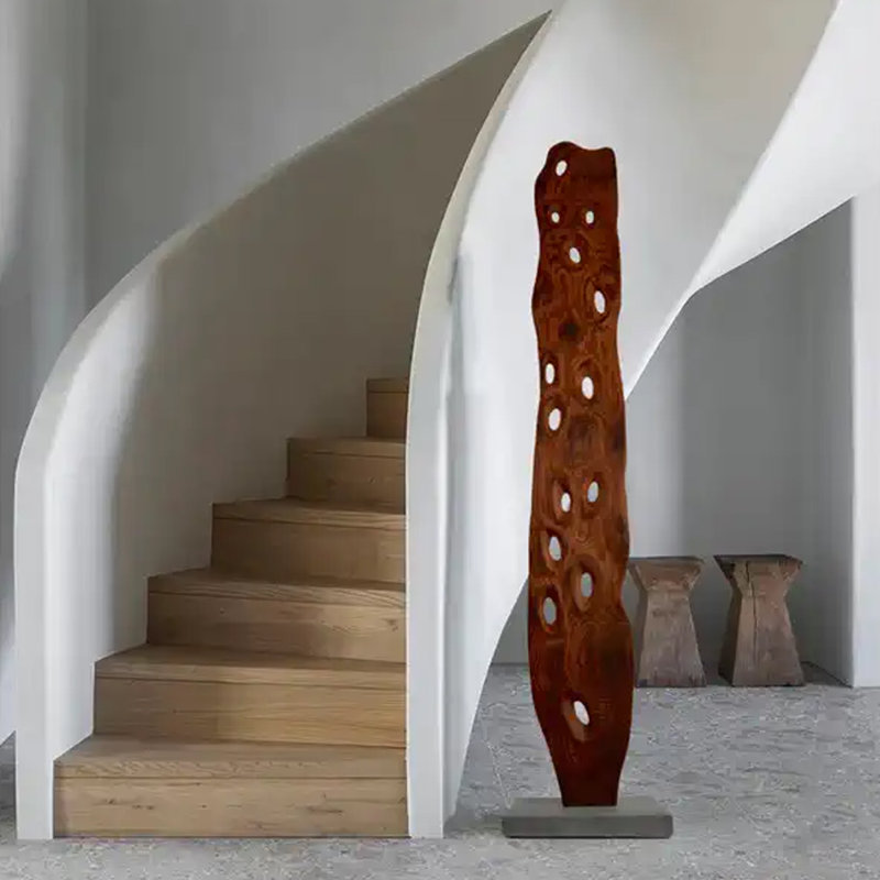 Ornements en bois d'hévéa de style médiéval, 70.87" H x 16.73" W x 7.87" D
