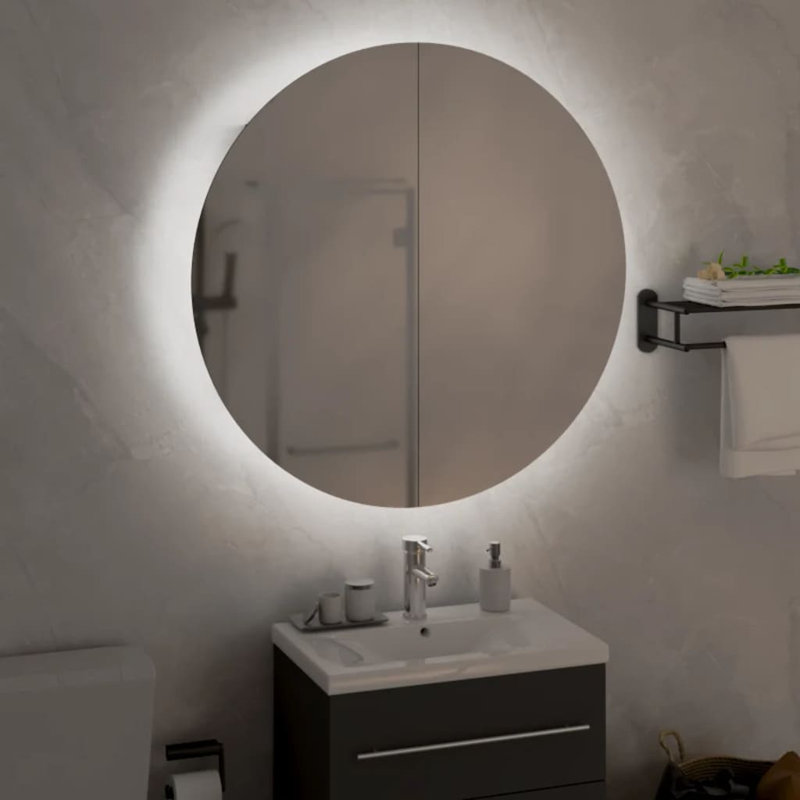 Armoire-lavabo avec miroir rond vidaXL, Noir