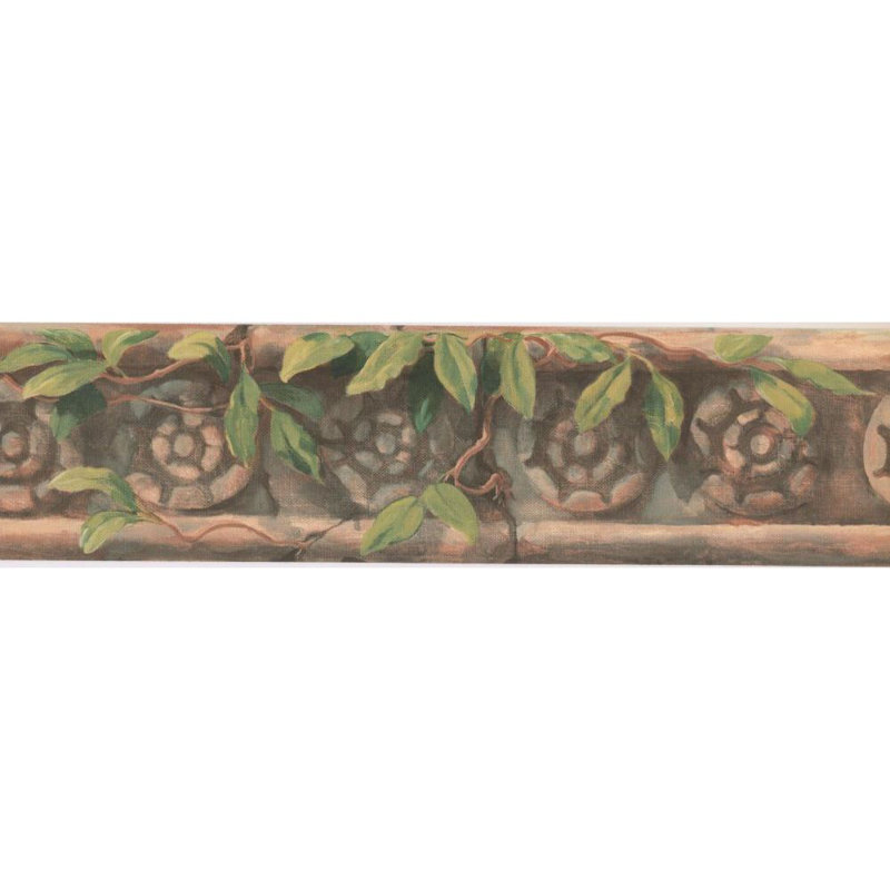 Karlette Pre-Pasted Vinyl Floral, Green/Brown