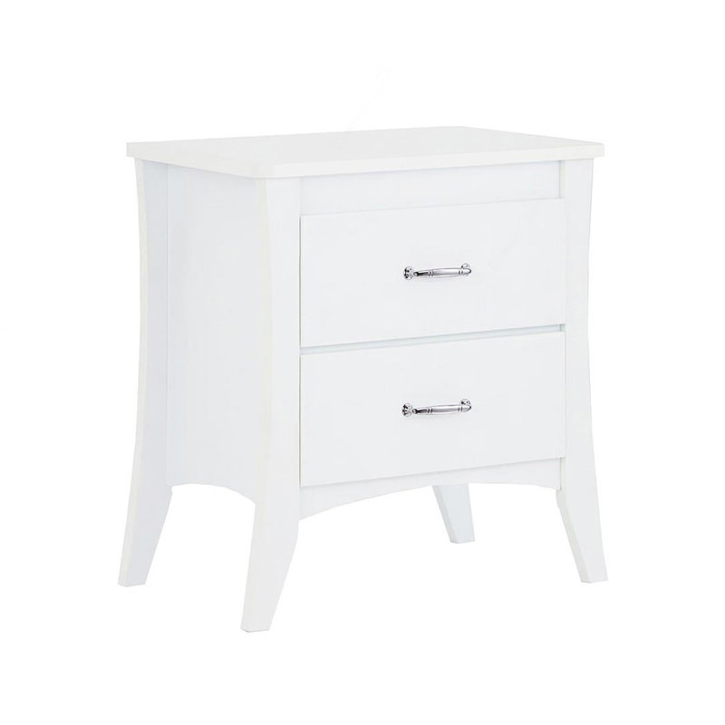 Table de chevet en bois aggloméré avec 2 tiroirs au fini blanc