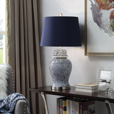 Mannie 31" Blue Ivy/White/Silver Table Lamp