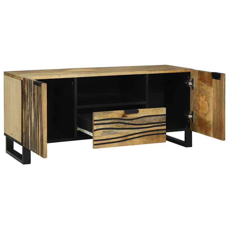TV Cabinet With Drawer 105 X 33 X 46 Cm Solid Mango Wood, Natural