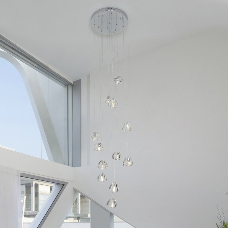 Bigham 12 - Light Cluster Teardrop Pendant, Chrome Electroplated