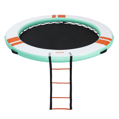 Quai flottant gonflable, plateforme de quai gonflable ronde de 12 pi, tapis gonflable antidérapant avec sac de transport portable et échelle détachable, plate-forme flottante pour la plage de l'océan