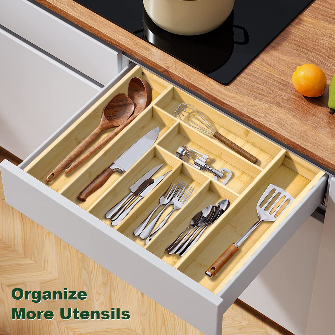 Coster 1.9" H x 19.9" W x 16.7" D Flatware & Kitchen Utensils Drawer Organizer Rebrilliant