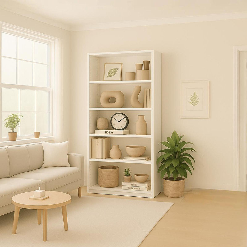 Armoire de rangement à 5 niveaux, Blanc, (5 tablettes) H 70,92 po x l 29,94 po x P 11,43 po