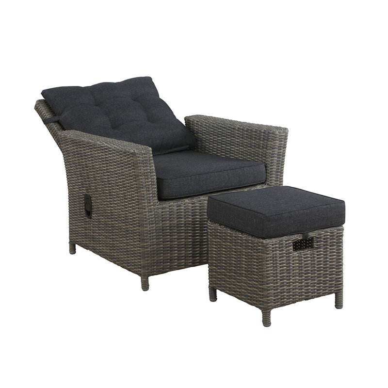 Wicker Outdoor Lounge Chair with Ottoman
