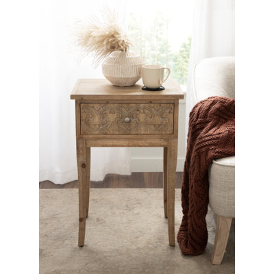 Wooden Side Table with Storage Drawer