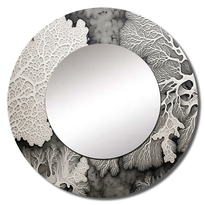 Ronnay abstrait corail noir et blanc récif II, 29 po x 29 po