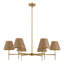 Luminaire suspendu industriel industriel à 6 lumières Boho Rattan Chandelier
