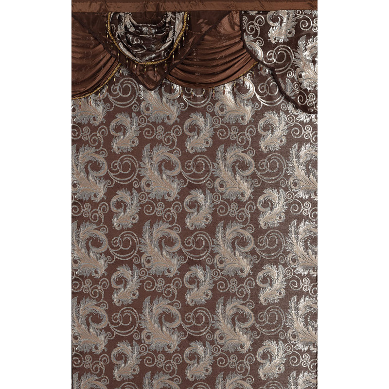 GLORYRUGSJacquardBlackCurtainSet-2 Panels withValance,55x84InchesEach, forBedroom,Living,Dining