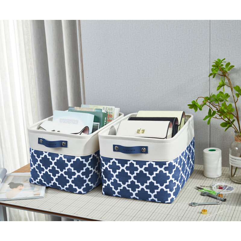 Ensemble de bacs de rangement pliables en tissu, Bleu, H 9,5 po x l 11 po x P 15 po, 4