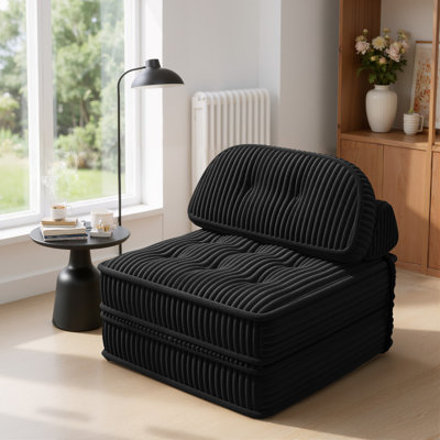Tufted Futon Convertible Folding Sofa Bed With Back Support, Twin Size, Corduroy