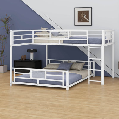 Bunk beds with stairs (upper single bed + lower double bed) - space-saving, no need for spring mattresses