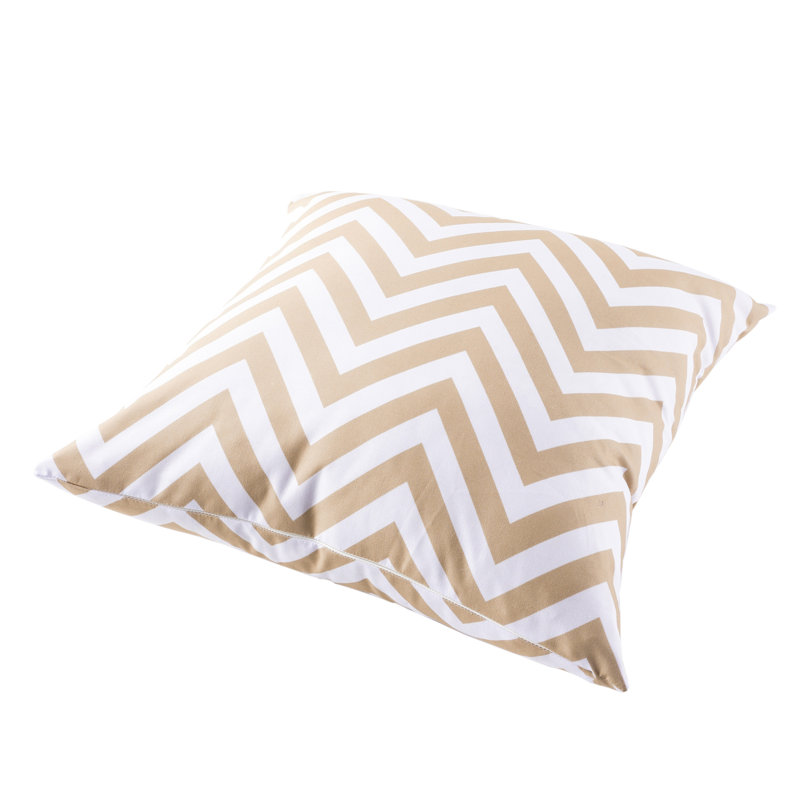 Coussin décoratif carré ivoire en zigzag