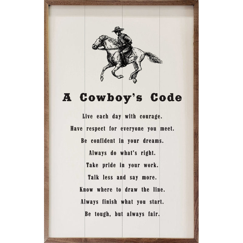 " Cowboy Code ", 24" H  x 16" W  x  1" D