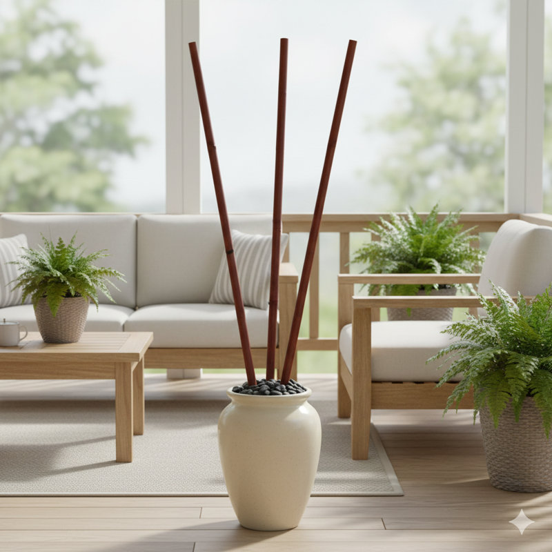 3pc Set Carignan Bamboo Pole, Red