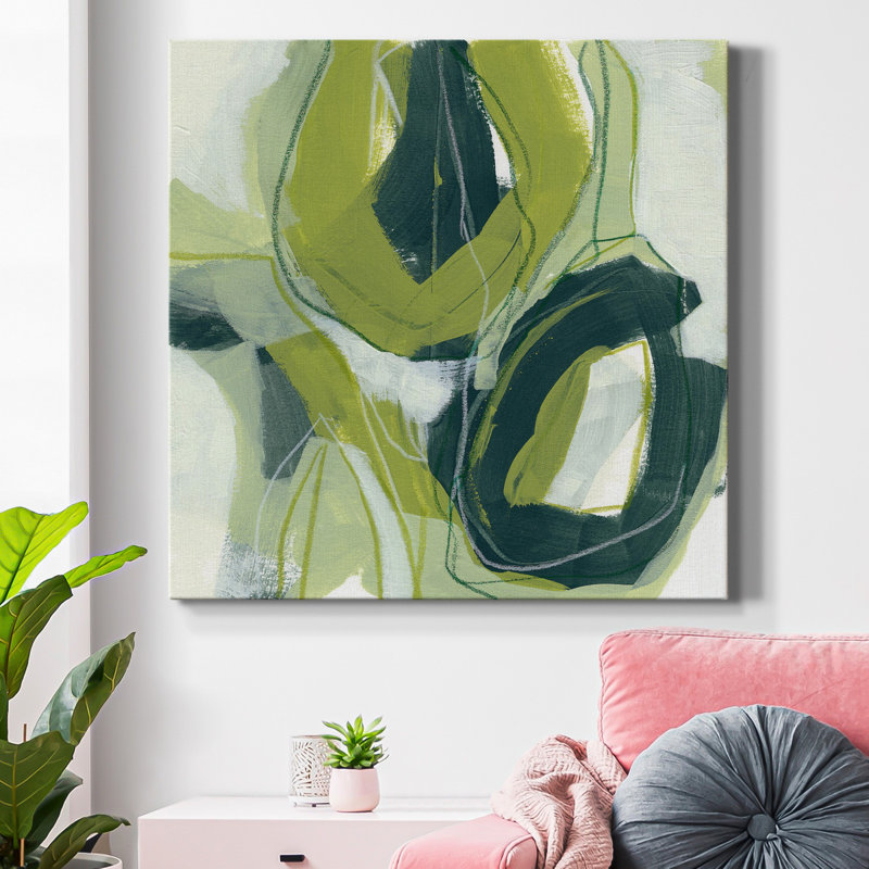 Verdigris Motion II - Toile encadrée de qualité supérieure - prête à être accrochée, H 17,5 po x l 17,5 po x P 1,5 po