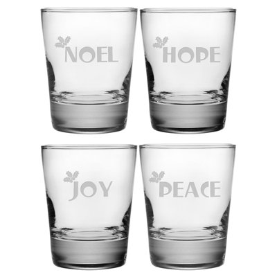 Joy Peace Noel Hope 13.25oz. Whiskey Glass Set