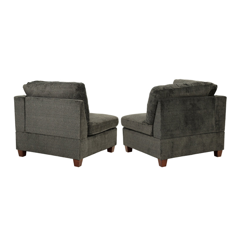 Siège modulaire en tissu de chenille gris - 2 pièces, structure en bois robuste pour chaise ferme avec abri de jardin