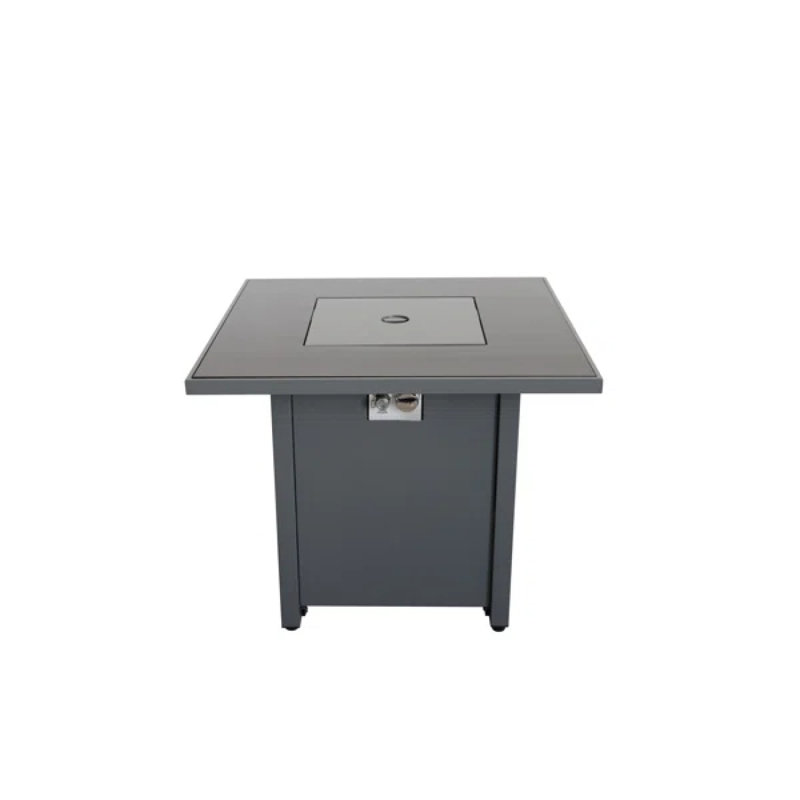 Table de foyer d'extérieur en acier avec couvercle H 25 po x l 30 po