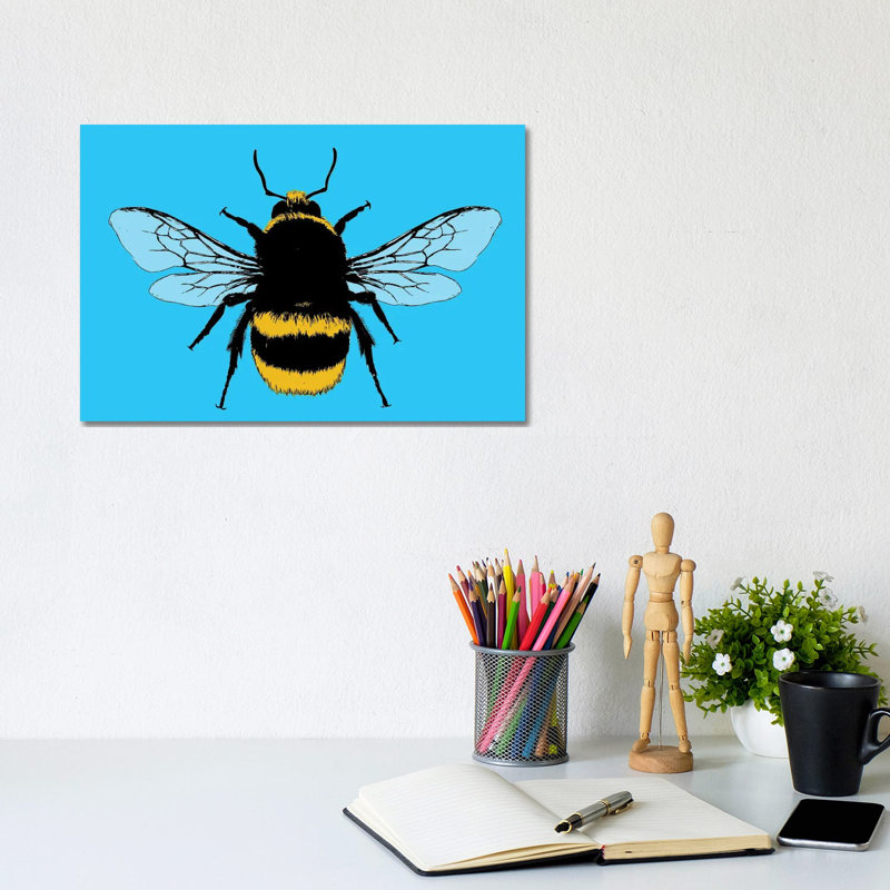 Bee Mine - Blue by Gary Hogben - Wrapped Canvas Print, 20.32 cm H x 30.48 cm W