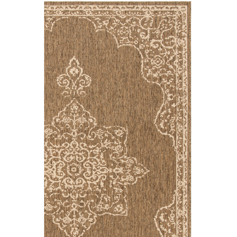 Danya Oriental Cream/Beige Indoor/Outdoor Area Rug, Square 6'7"