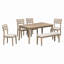 Ensemble de salle à manger 6 pièces de style classique et traditionnel, comprenant une table de salle à manger, 4 chaises rembourrées et un banc-600783647