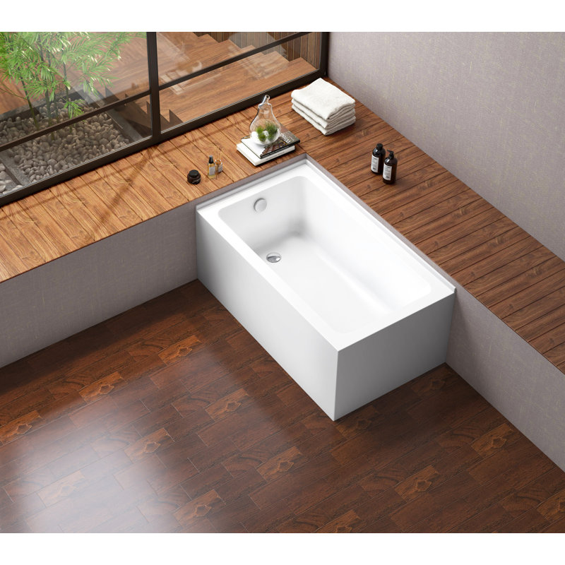 Aqua Eden 54-Inch White Acrylic Alcove Tub with Left Hand Drain