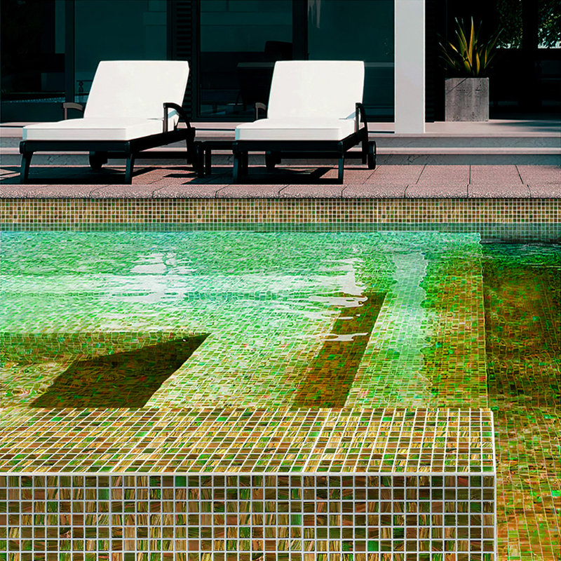Celestial 0.8" x 0.8" Glass Grid Mosaic Wall & Floor Tile, Berlin Blue