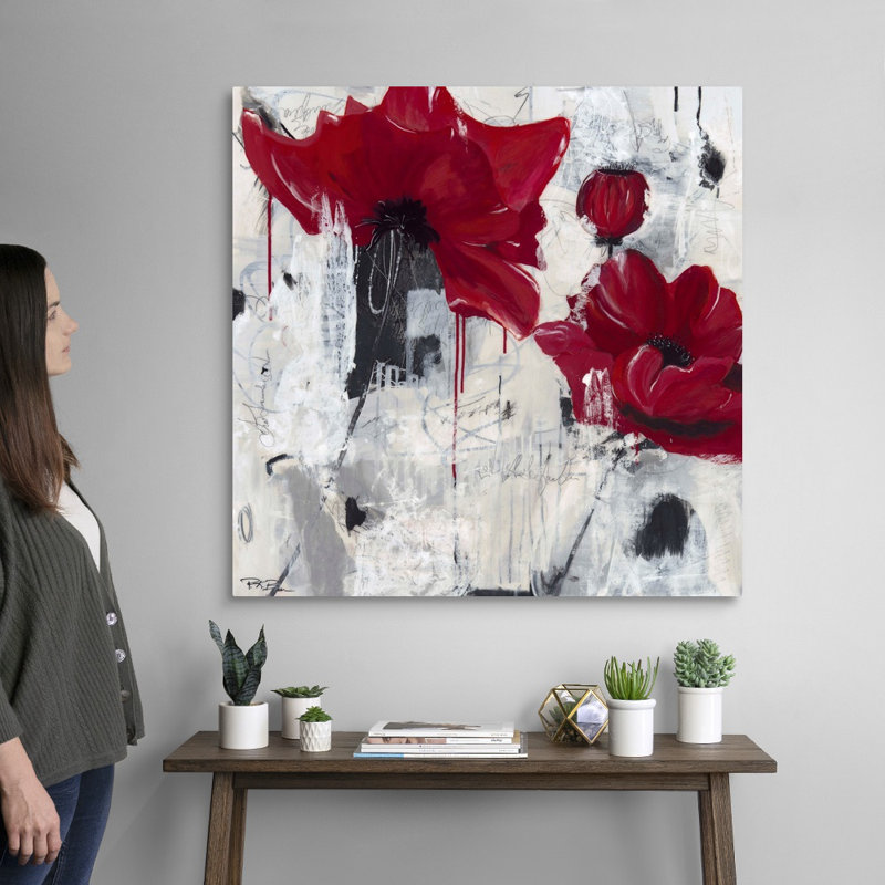 "Poppy Love", reproduction d'art sur toile par Pamela K. Beer, Toile tendue, H 36 po x l 36 po, Sans cadre
